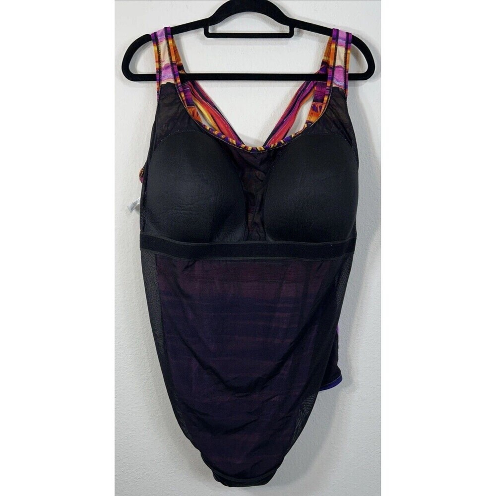 Catherines Sunset Ombre Striped One Piece Swimsuit Plus Size 30W - Picture 11 of 12